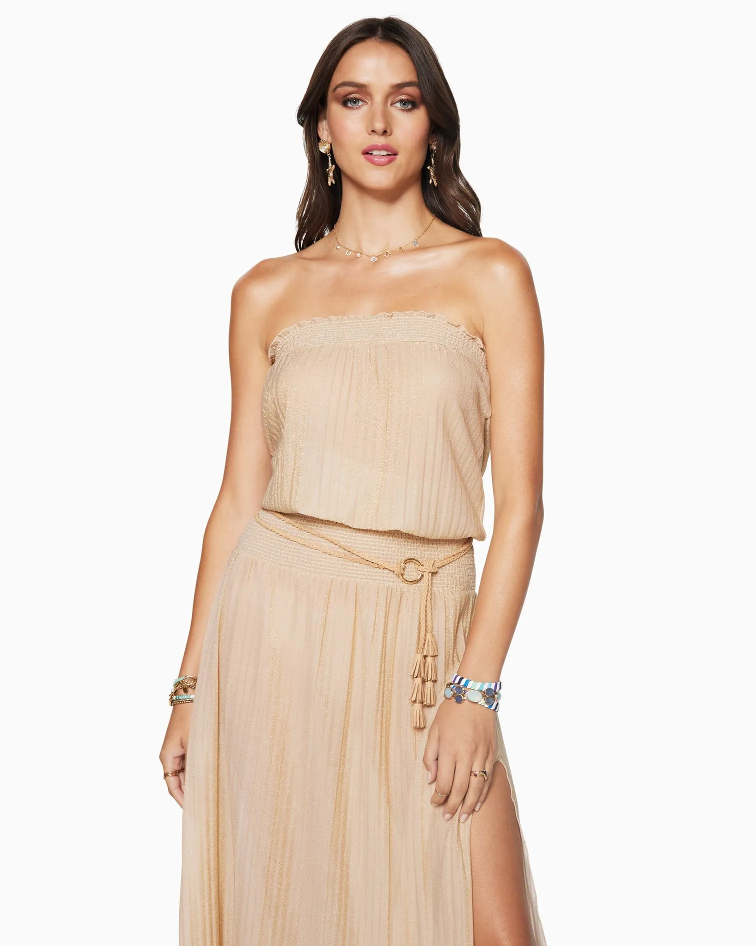 Santana Slit Maxi Dress - Gold