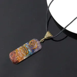 Seven Veins Energy Pendant Necklace For Women Men Orgone Energy Healing Pendant Rainbow Crystal Stones Necklace