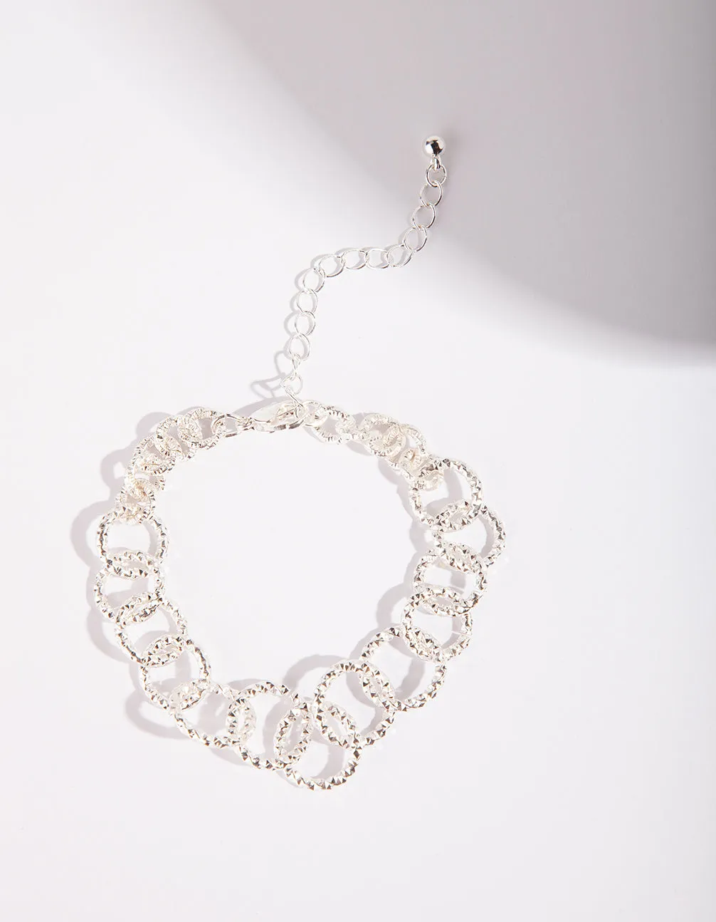 Silver Diamond Cut Loop Bracelet