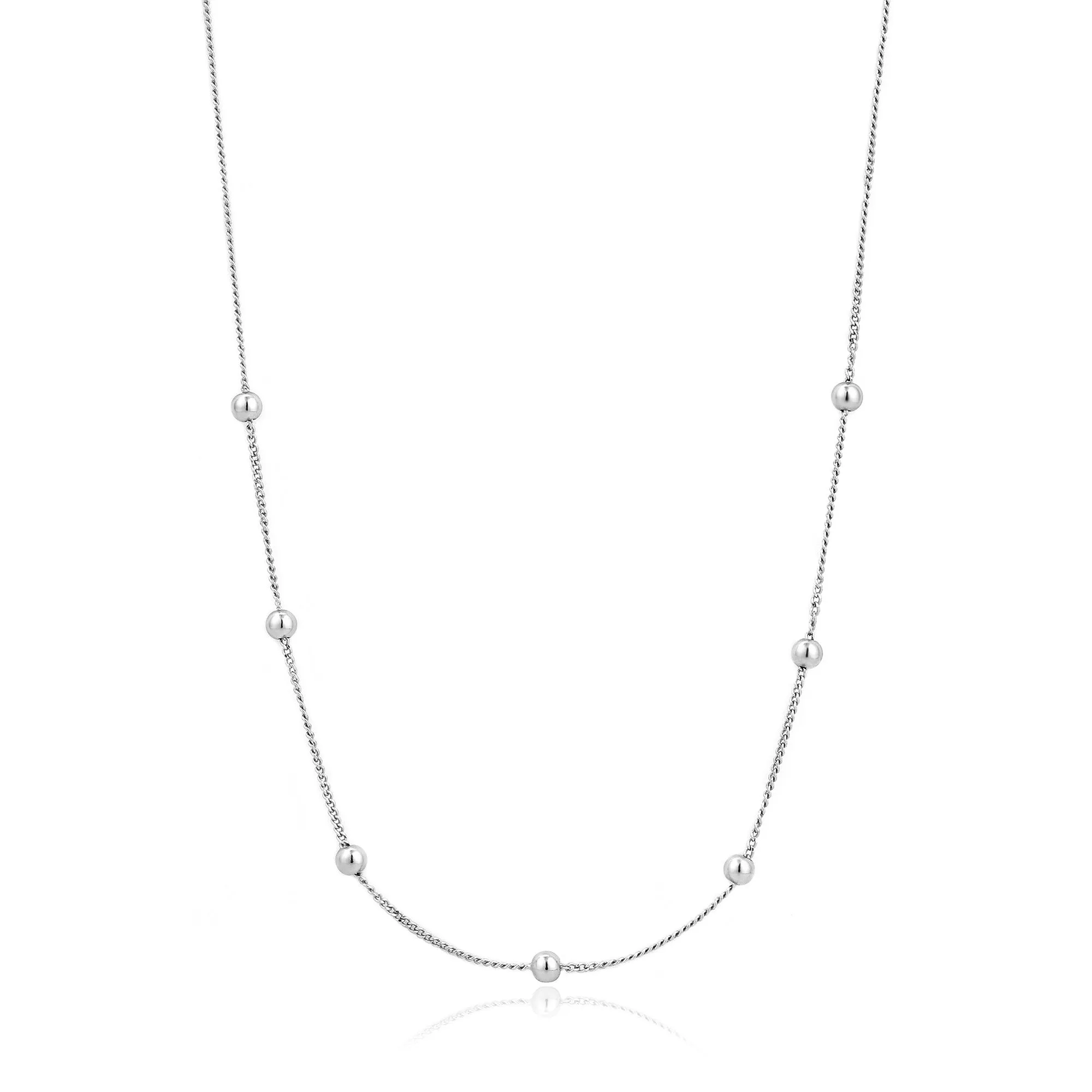 Silver Modern Beaded Necklace