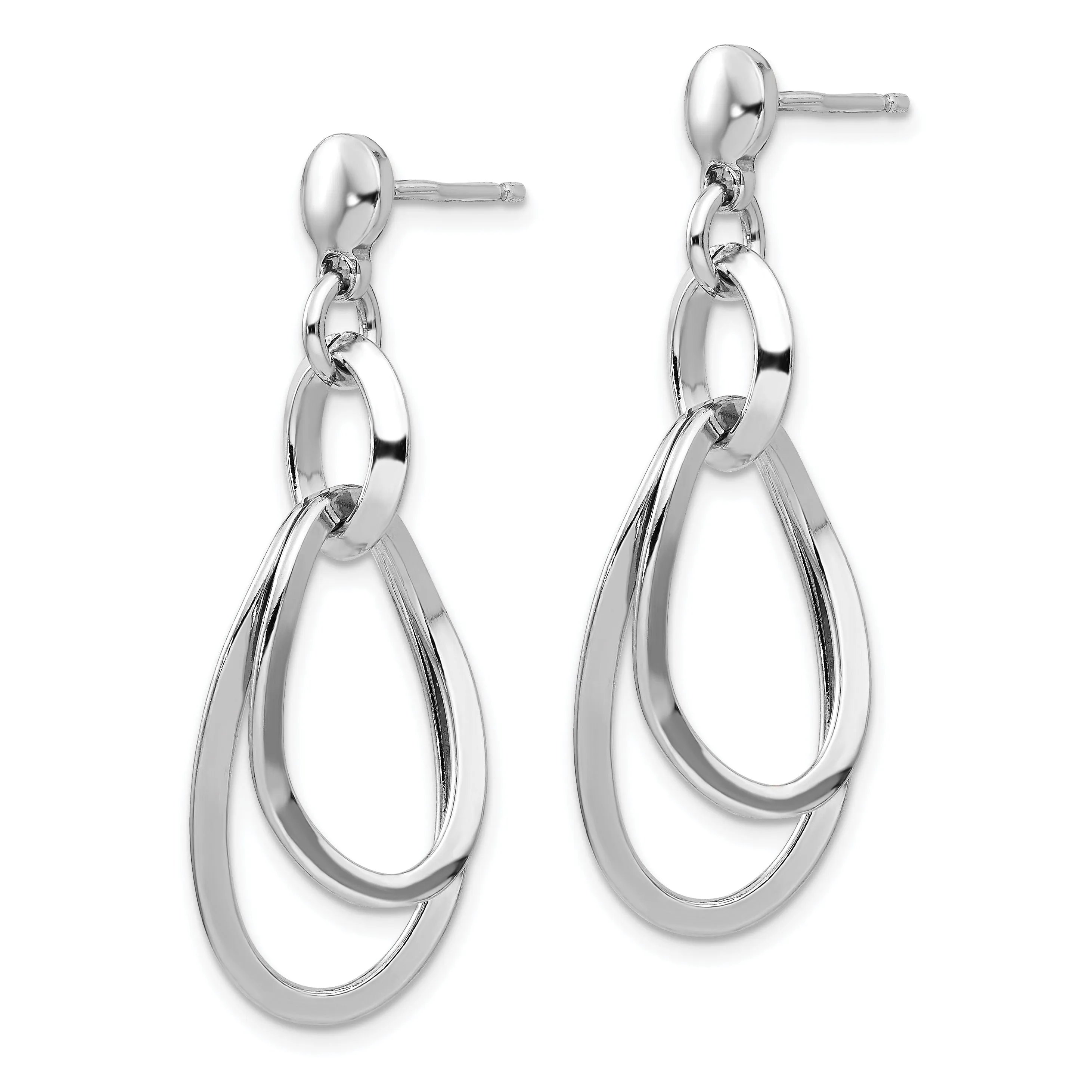 Silver Rhodium-plated Polished Dangle Earrings