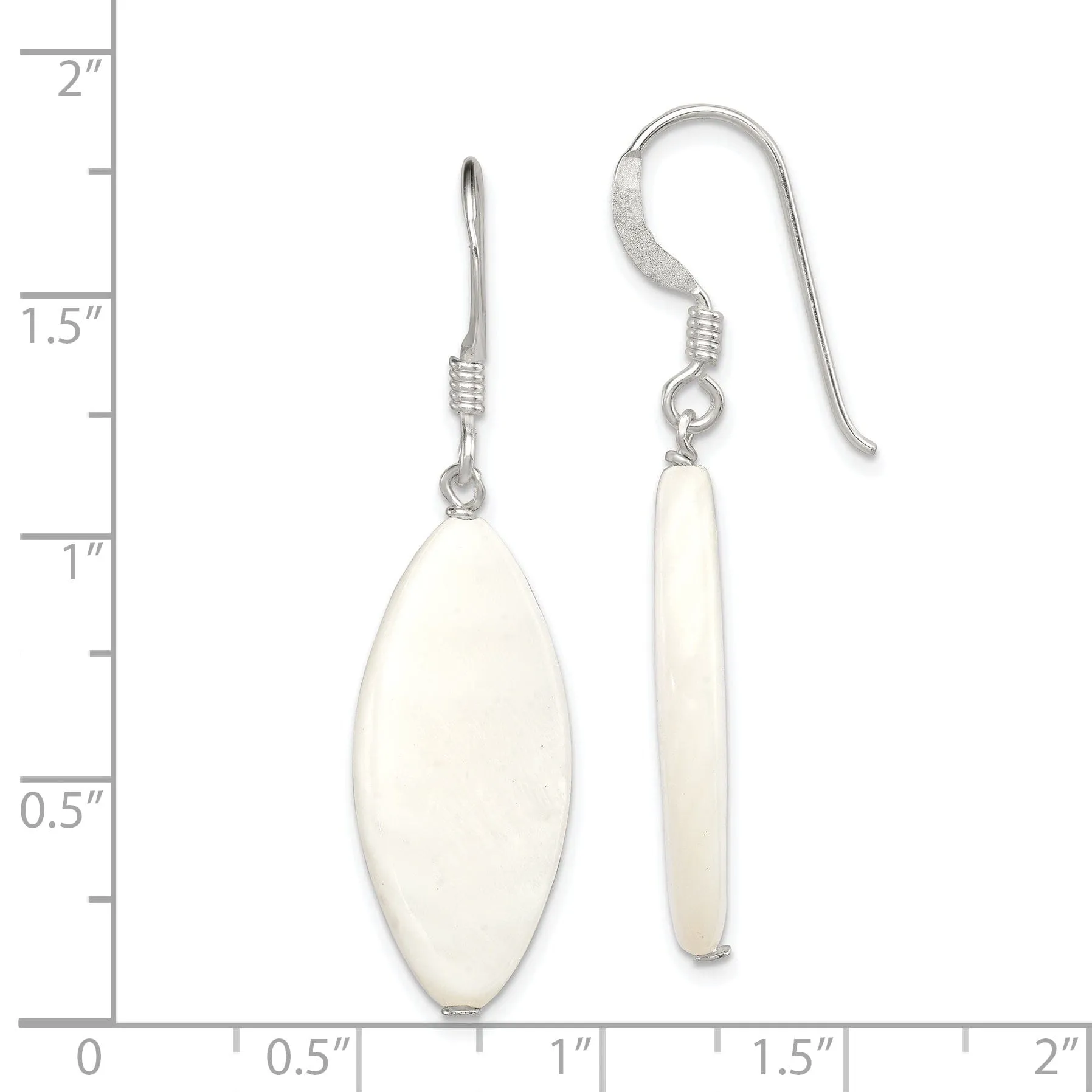 Silver with White Mother of Pearl Dangle Earrings