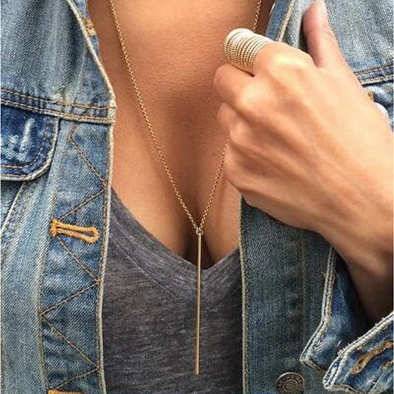 Simple Classic Fashion Stick Pendant Necklace