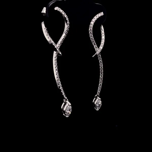 Sleek Round and Marquise Diamond Earrings