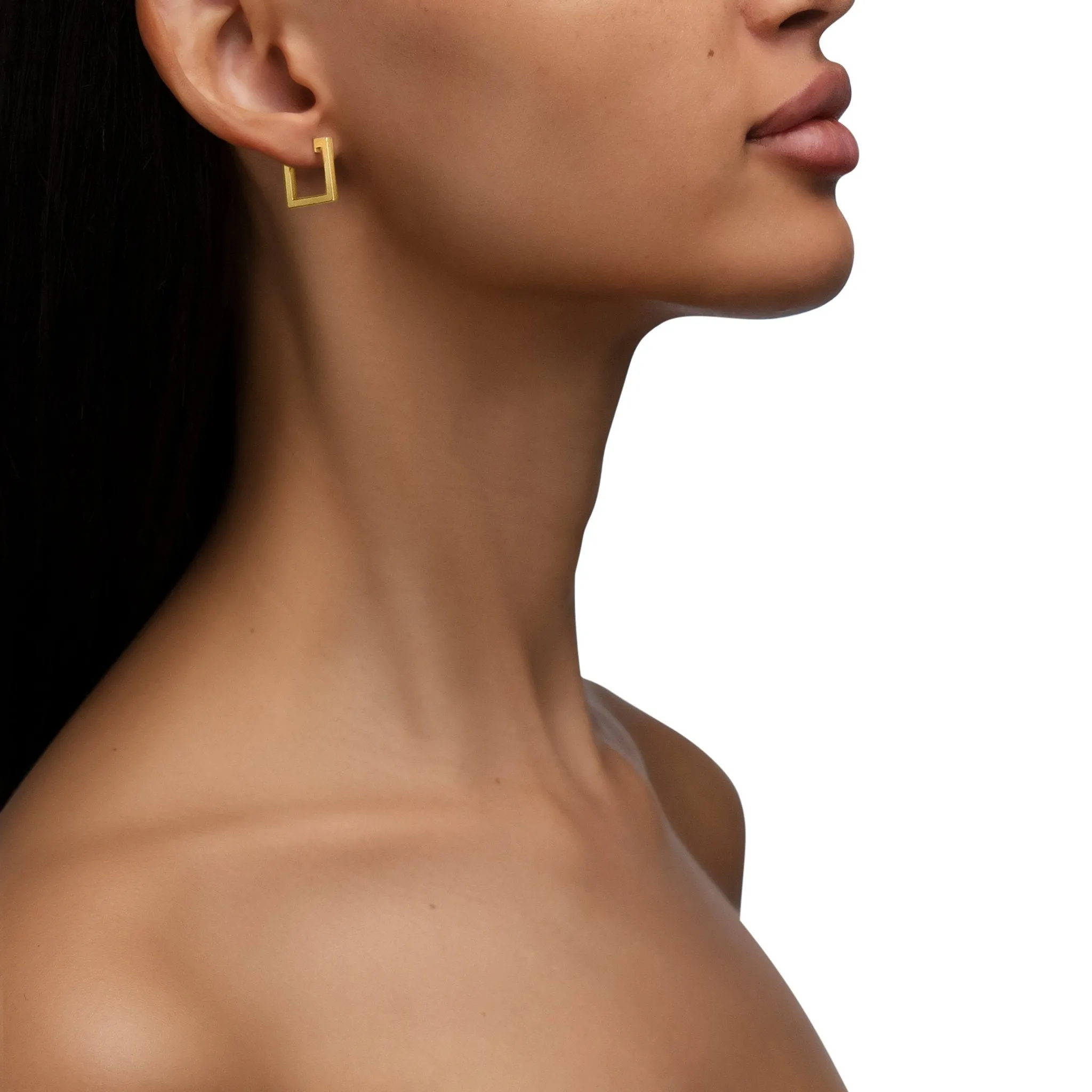 Small White Gold Foundation Hoop Earrings