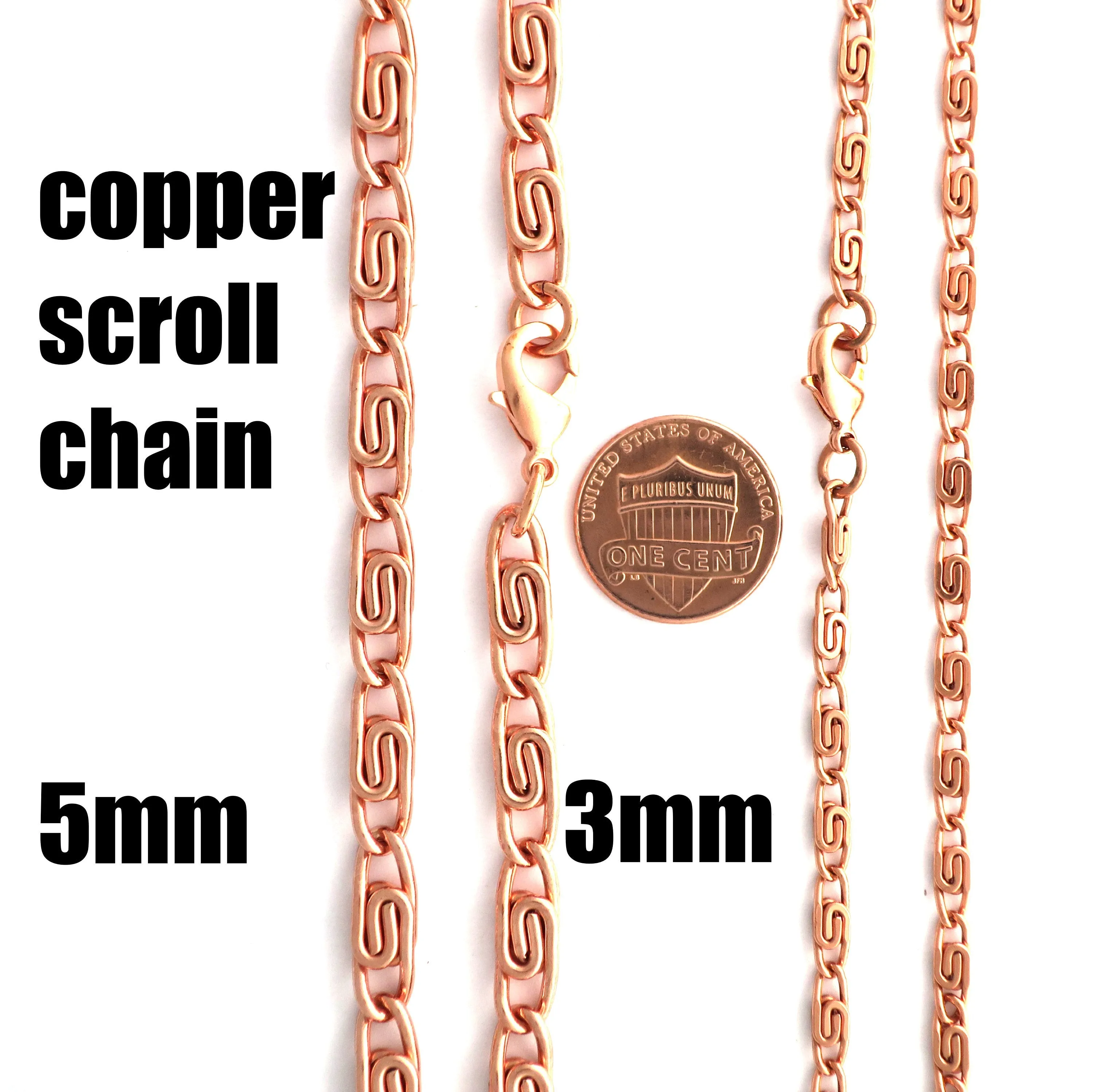 Solid Copper Scroll Chain Bracelet BC66 Medium 5mm Celtic Scroll Chain Bracelet For Men And Women