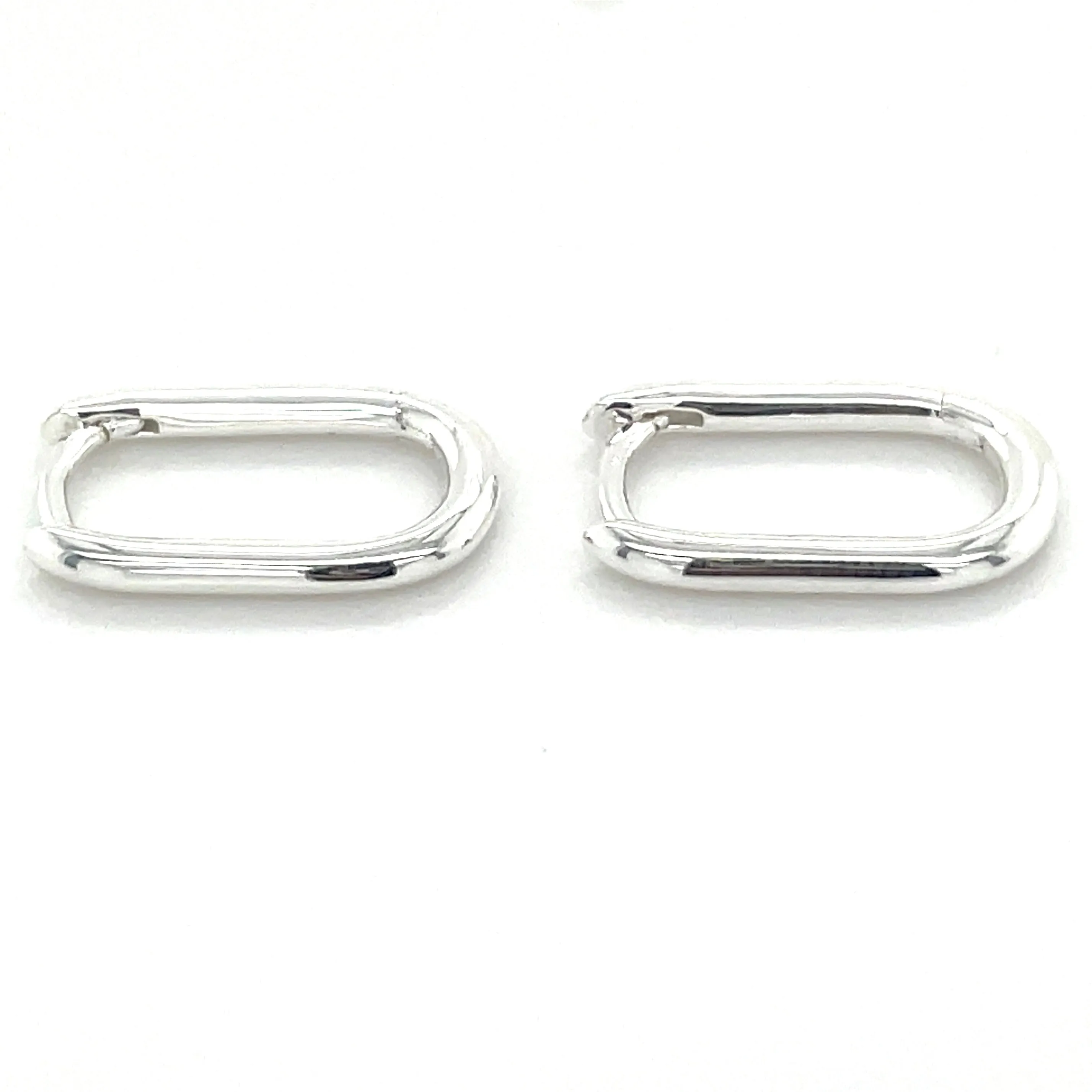 Sterling Silver Plain Rectangular Hoop Earrings