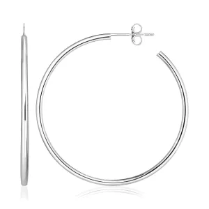 Sterling Silver Rounded Polished Hoop Earrings