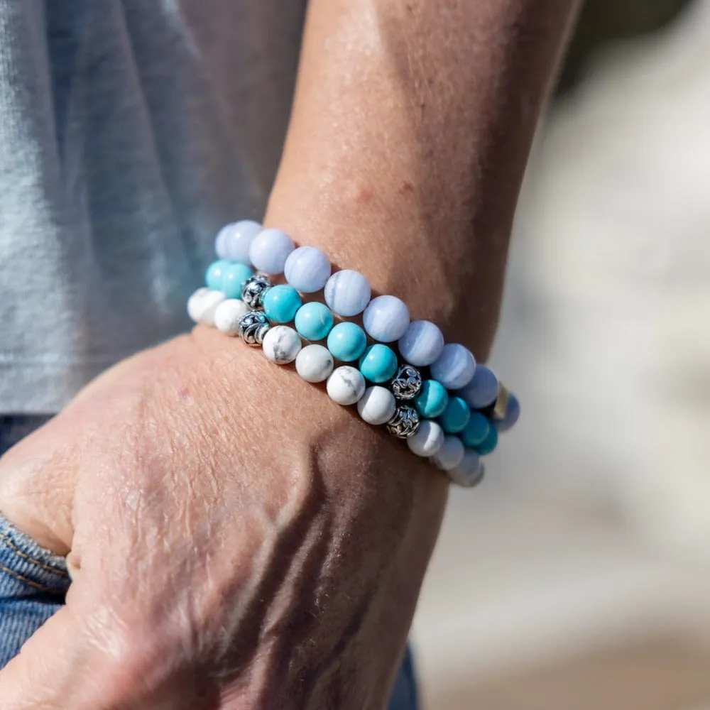 Sterling Silver Turquoise Howlite Balinese Natural Gemstone Bracelet