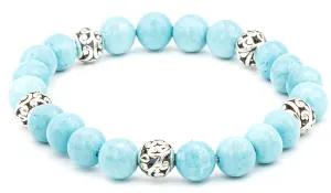 Sterling Silver Turquoise Howlite Balinese Natural Gemstone Bracelet