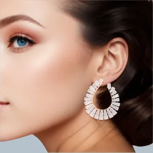 Timeless Baguette Elegance Gold-Tone Teardrop Earrings