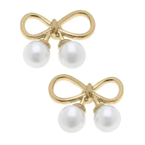 Tinsley Tiny Bow & Pearl Stud Earring