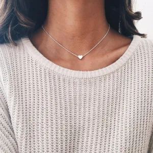 Tiny Heart Choker Necklace for Women Gold Silver Chain Jewelry