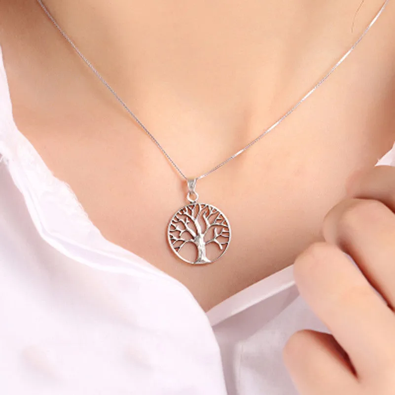 Tree Of Life Necklace Gold&Silver Plated Pendant Necklaces Memory Locket Charms Women Vintage Jewelry