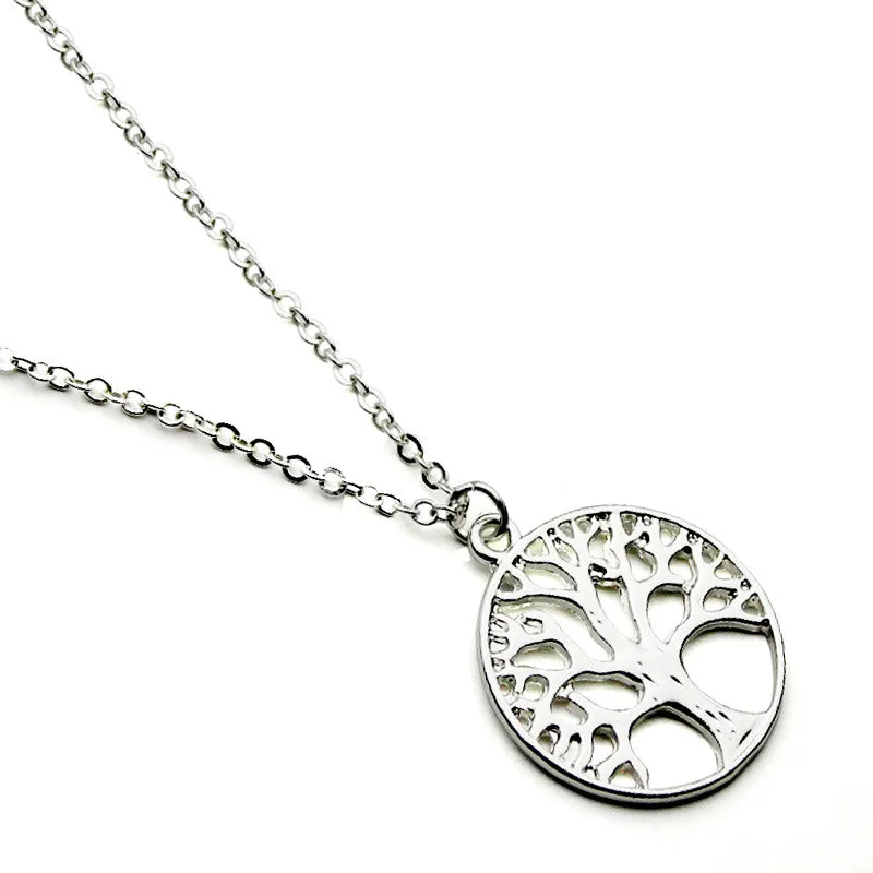 Tree Of Life Necklace Gold&Silver Plated Pendant Necklaces Memory Locket Charms Women Vintage Jewelry