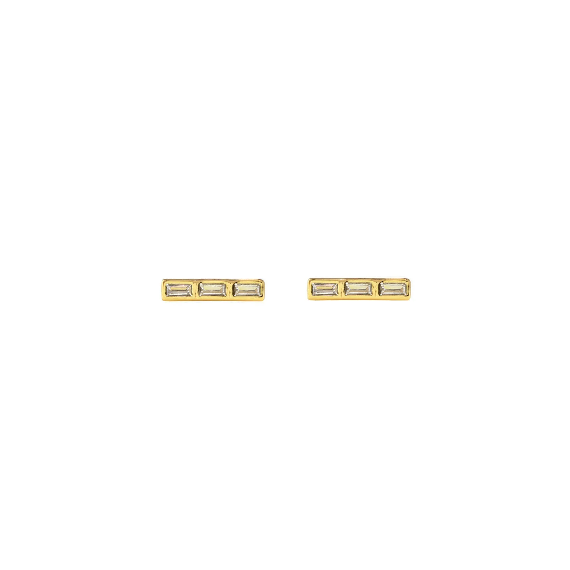 Triple Baguette Bar Earrings