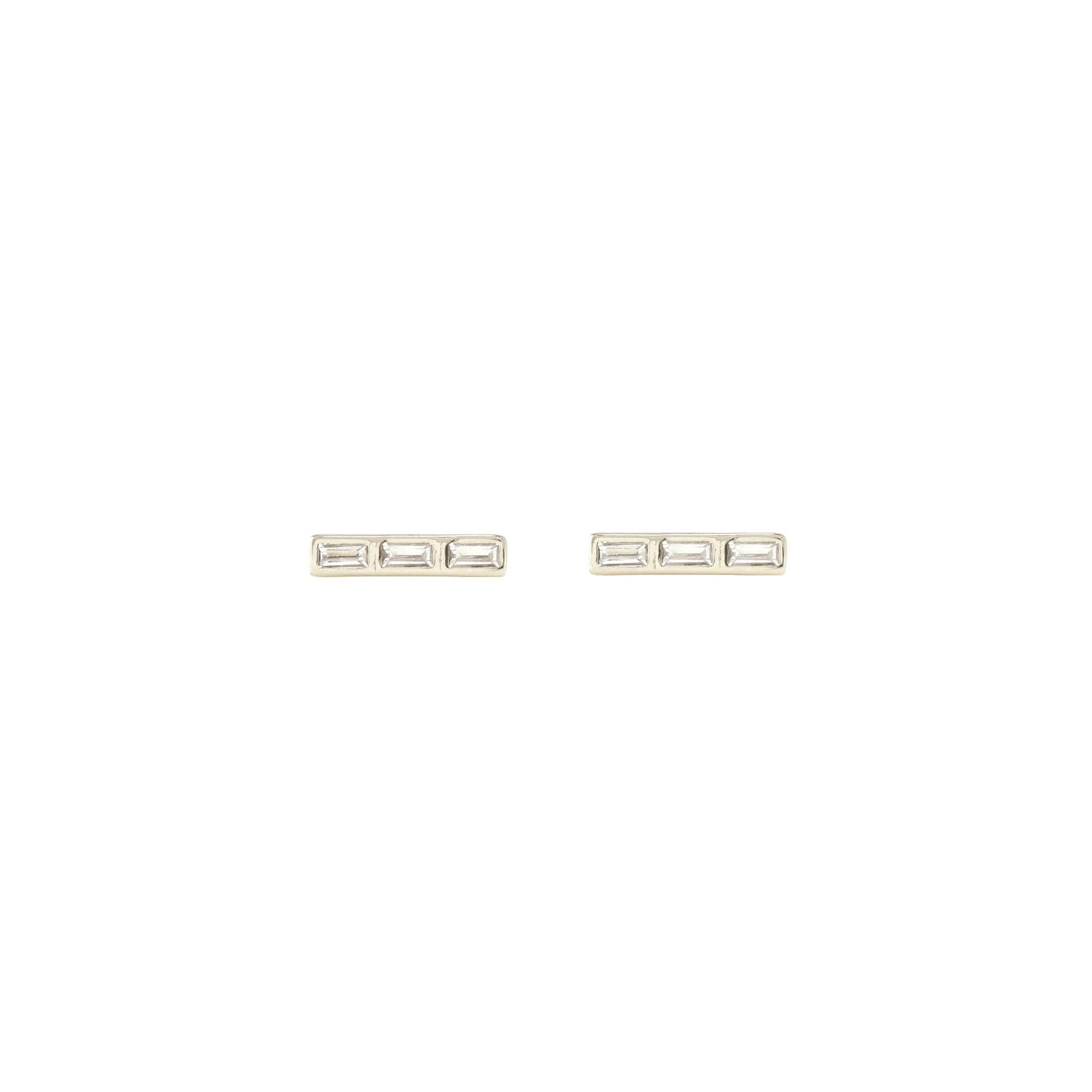 Triple Baguette Bar Earrings