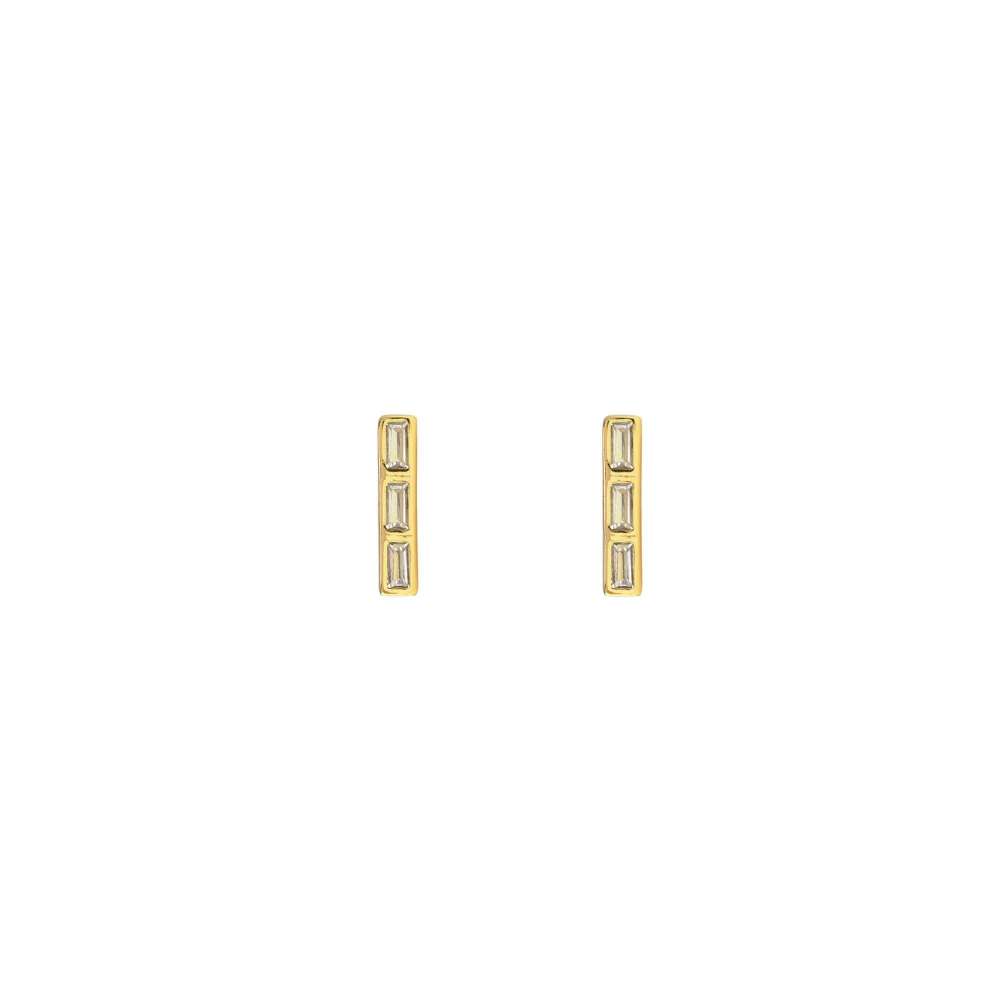 Triple Baguette Bar Earrings