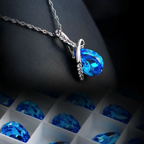 Turquoise Crystal Necklaces Pendants 18K Gold Or Silver Plated Jewellery & Jewerly Necklace Women Fashion Jewelry