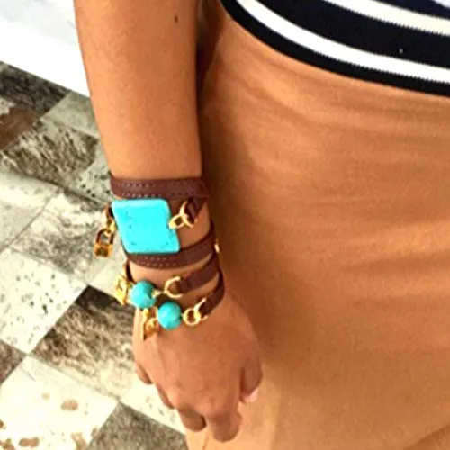 Turquoise Leather Wrap Bracelet