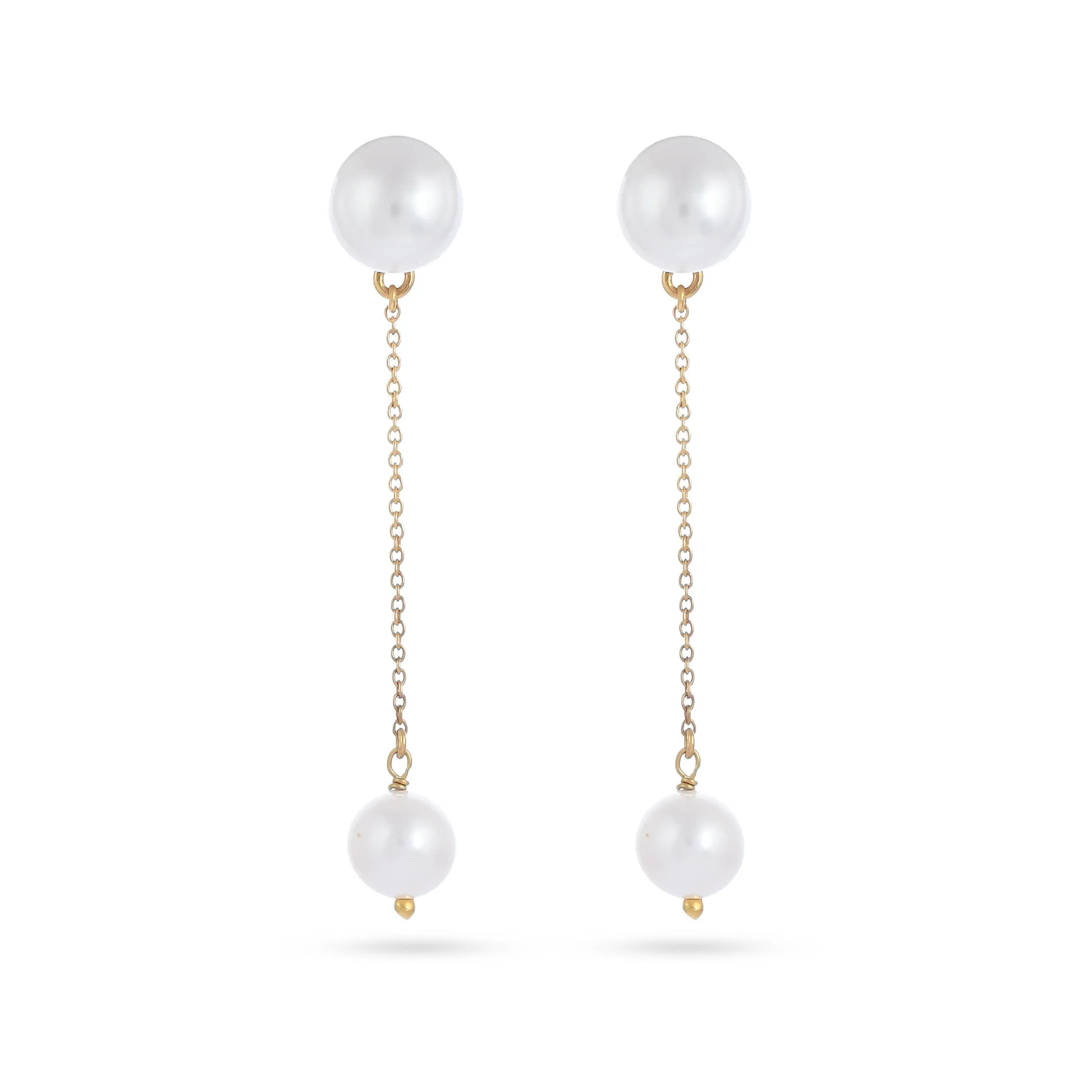 Two in One White Pearl Earrings | Freshwater Pearl - From Purl