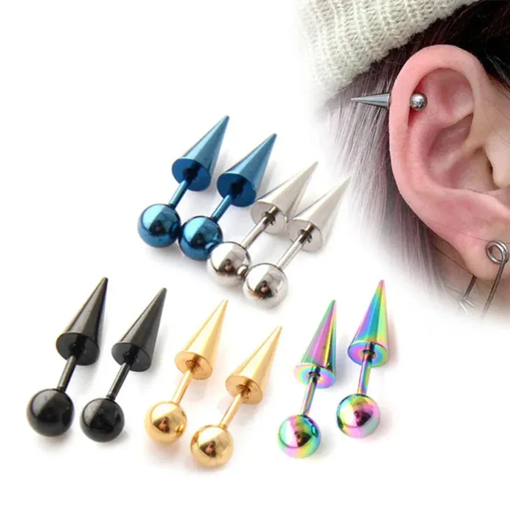 Unisex Spike Screw Earrings