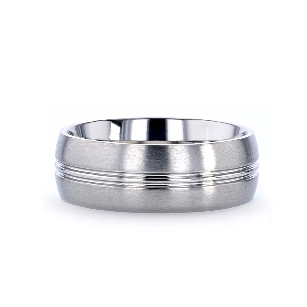 UPTON | Titanium Ring Polished Grooved Center