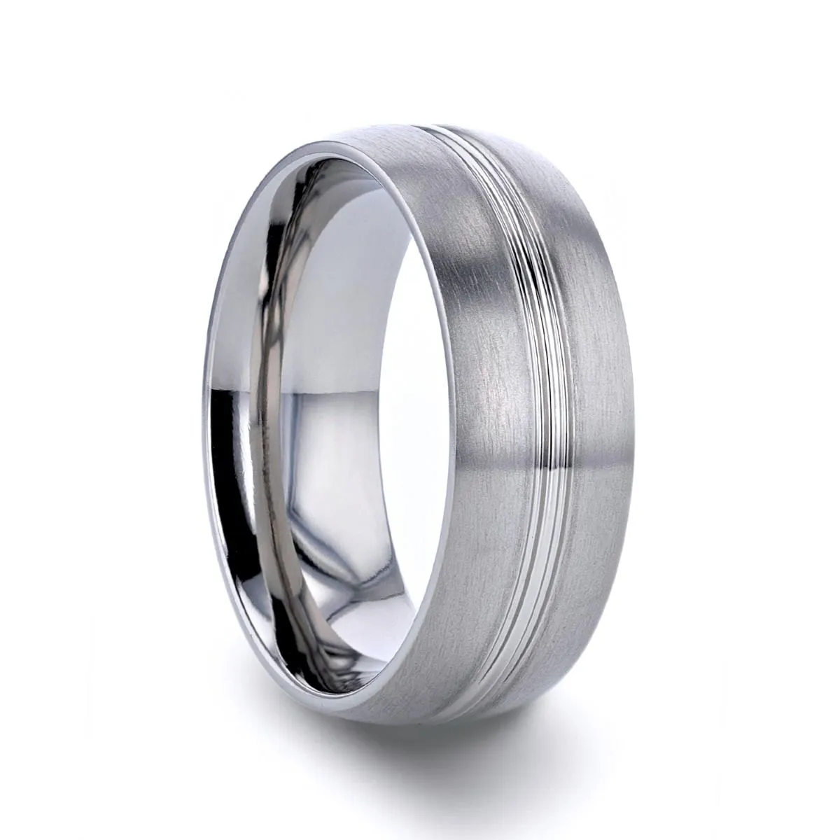 UPTON | Titanium Ring Polished Grooved Center