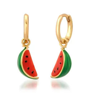 Watermelon Slice Huggie Earrings