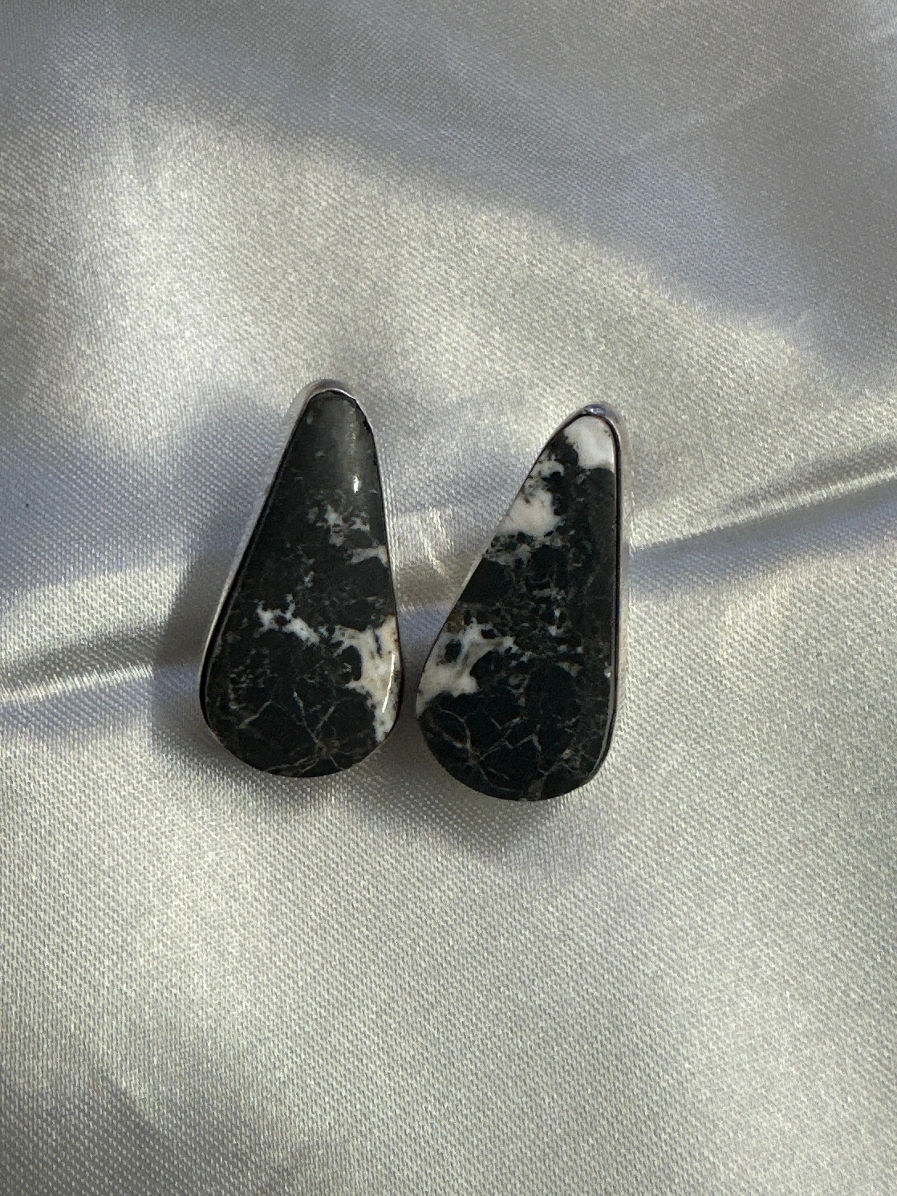 White Buffalo & Sterling Silver Earrings