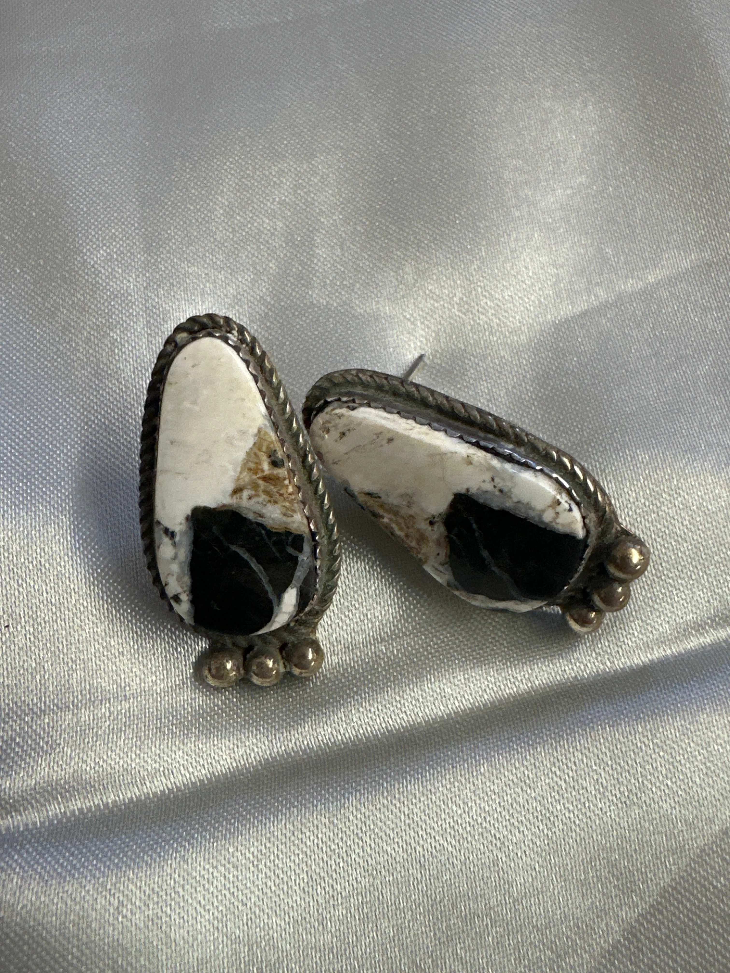 White Buffalo & Sterling Silver Earrings