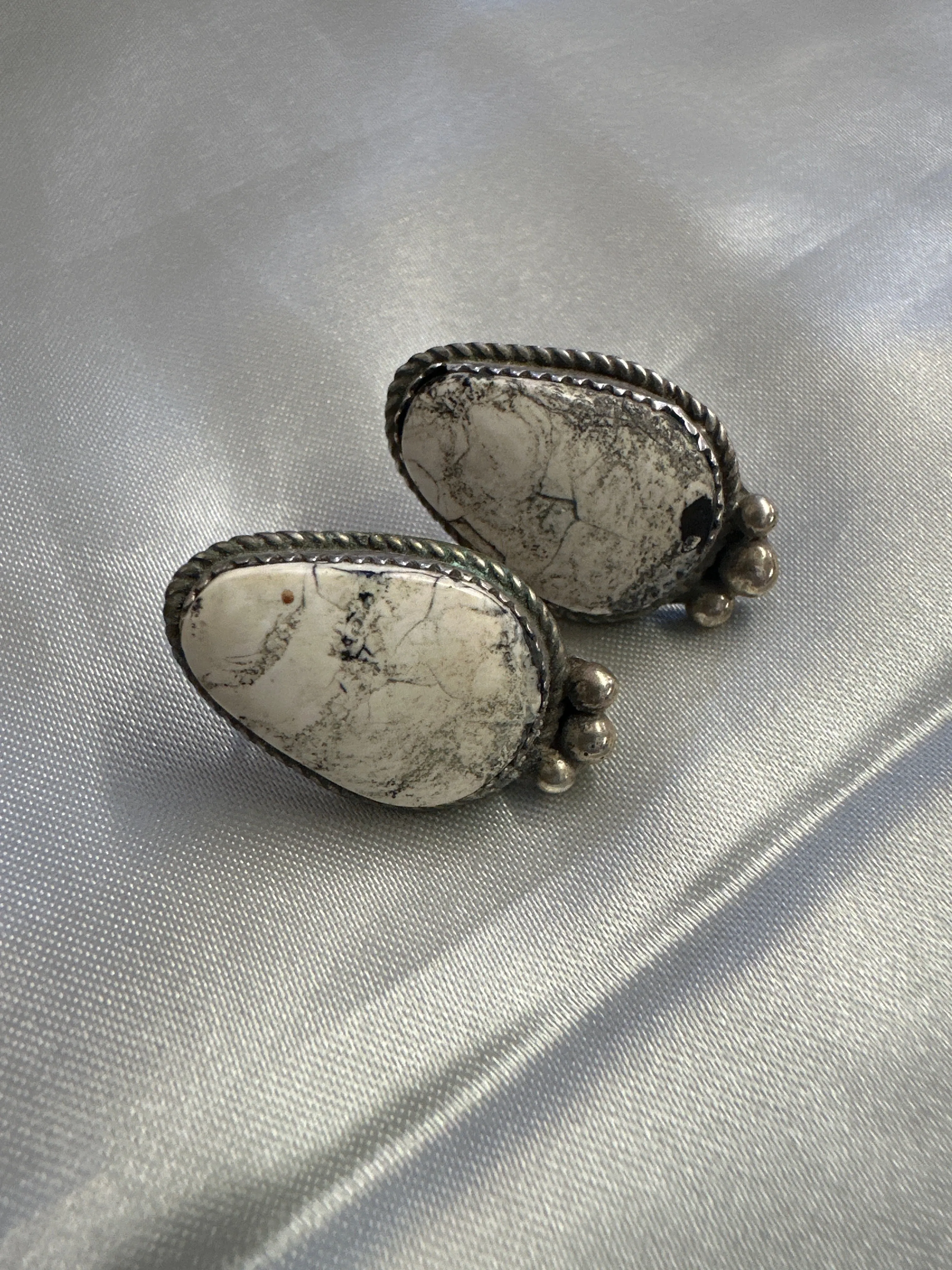 White Buffalo & Sterling Silver Earrings