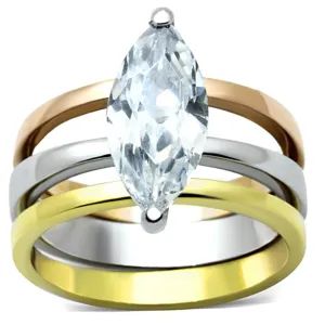 Women Stainless Steel Cubic Zirconia Rings TK964