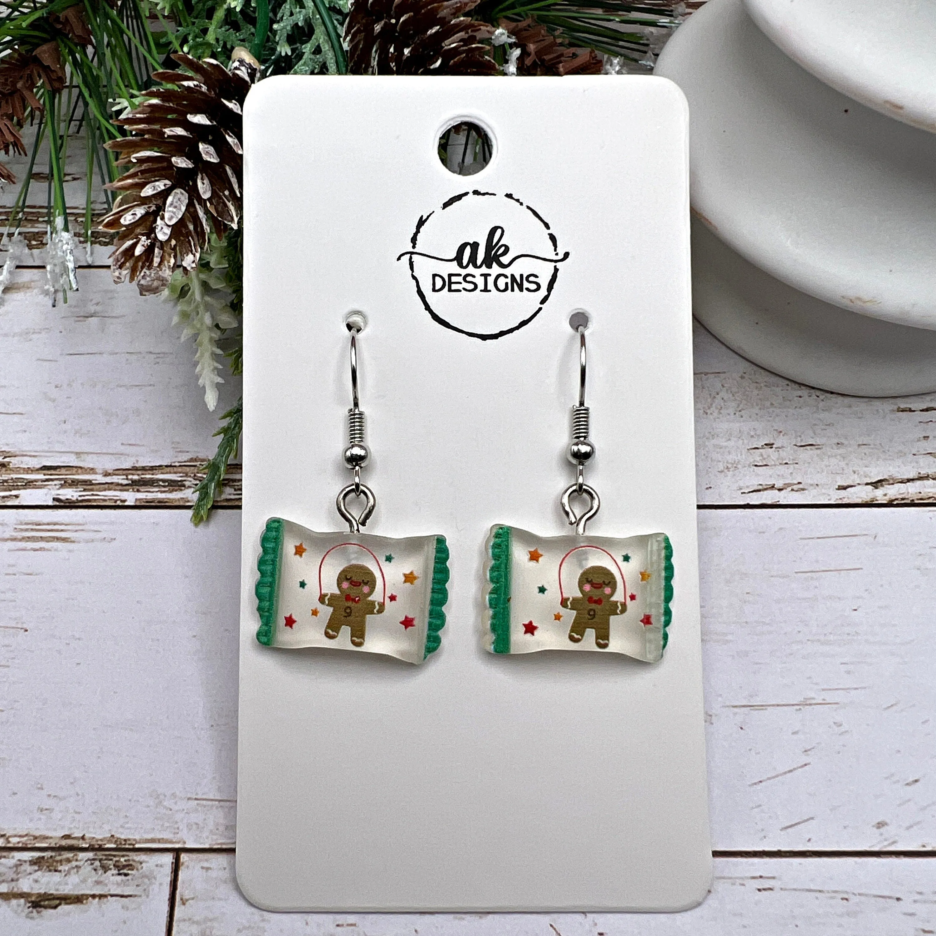 Wrapped Candy Christmas Earrings