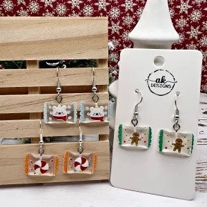 Wrapped Candy Christmas Earrings